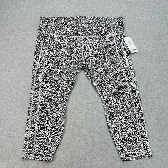 Athleta Crop Leggings WMNS 3X Ultimate Stash II Textured 7/8 Tight Black White - Picture 1 of 16